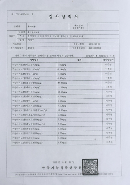 검사성적서(울타리콩)